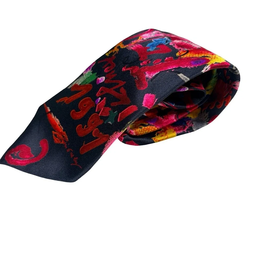 Rare‎ Jean Tinguely 1991 Memorial Silk Tie Fabric Frontline Zurich Swiss Art